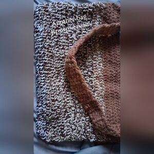 Brown and Cream Crochet Tote Bag